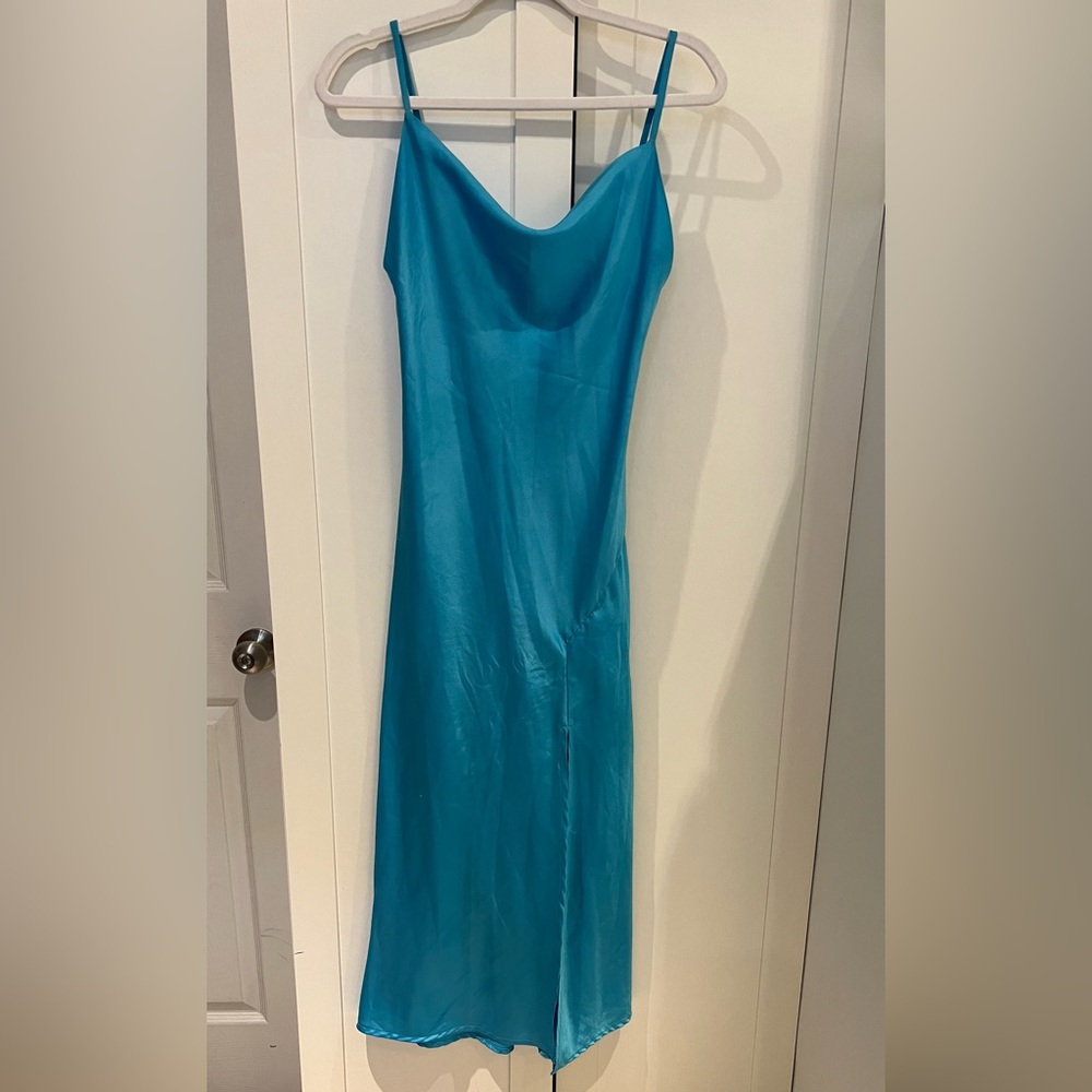 Blue satin dress